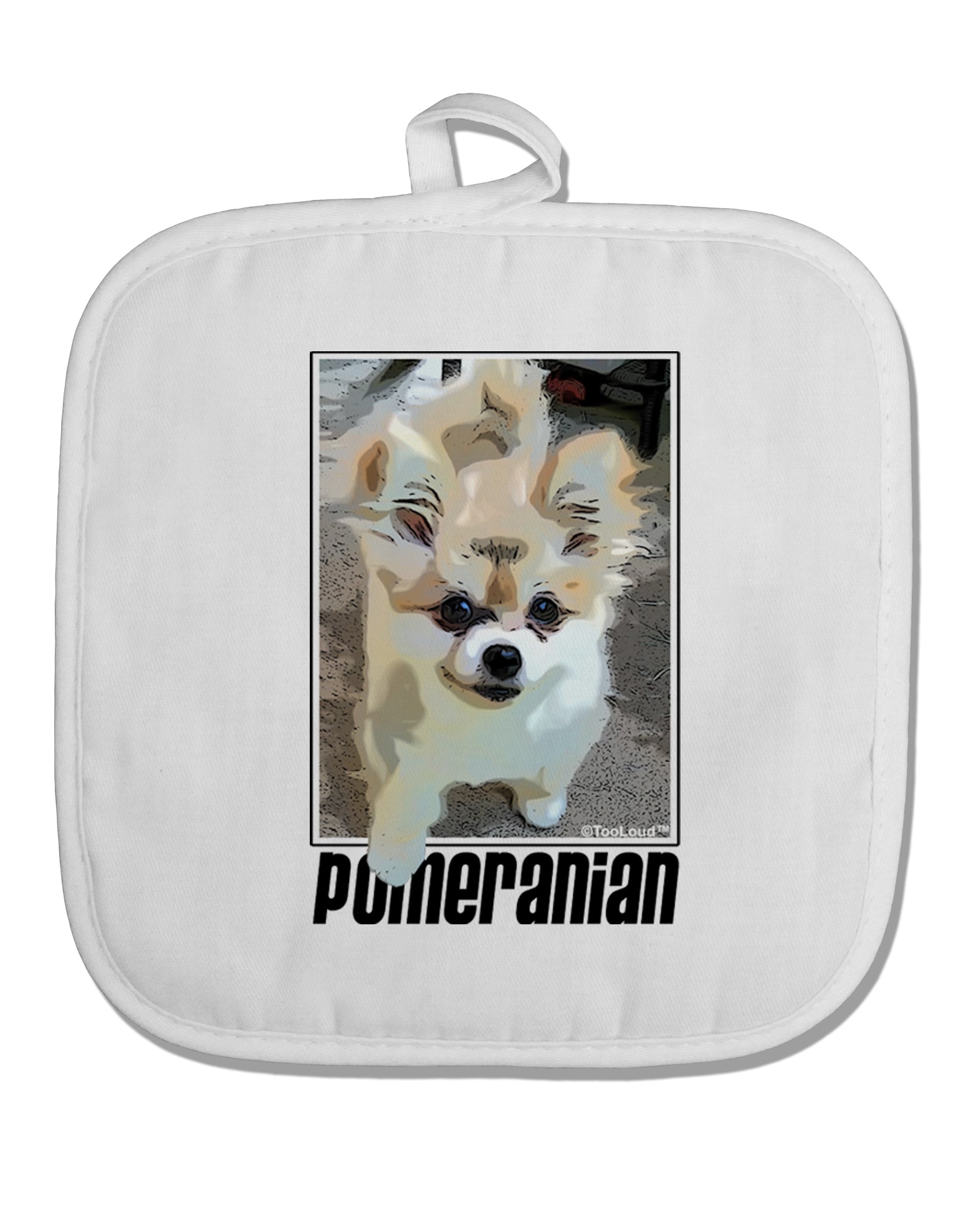 Pomeranian Step Out White Fabric Pot Holder Hot Pad by TooLoud-Pot Holder-TooLoud-White-Davson Sales