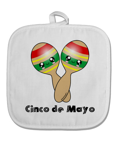 Cute Maracas Design - Cinco de Mayo White Fabric Pot Holder Hot Pad by TooLoud-Pot Holder-TooLoud-White-Davson Sales