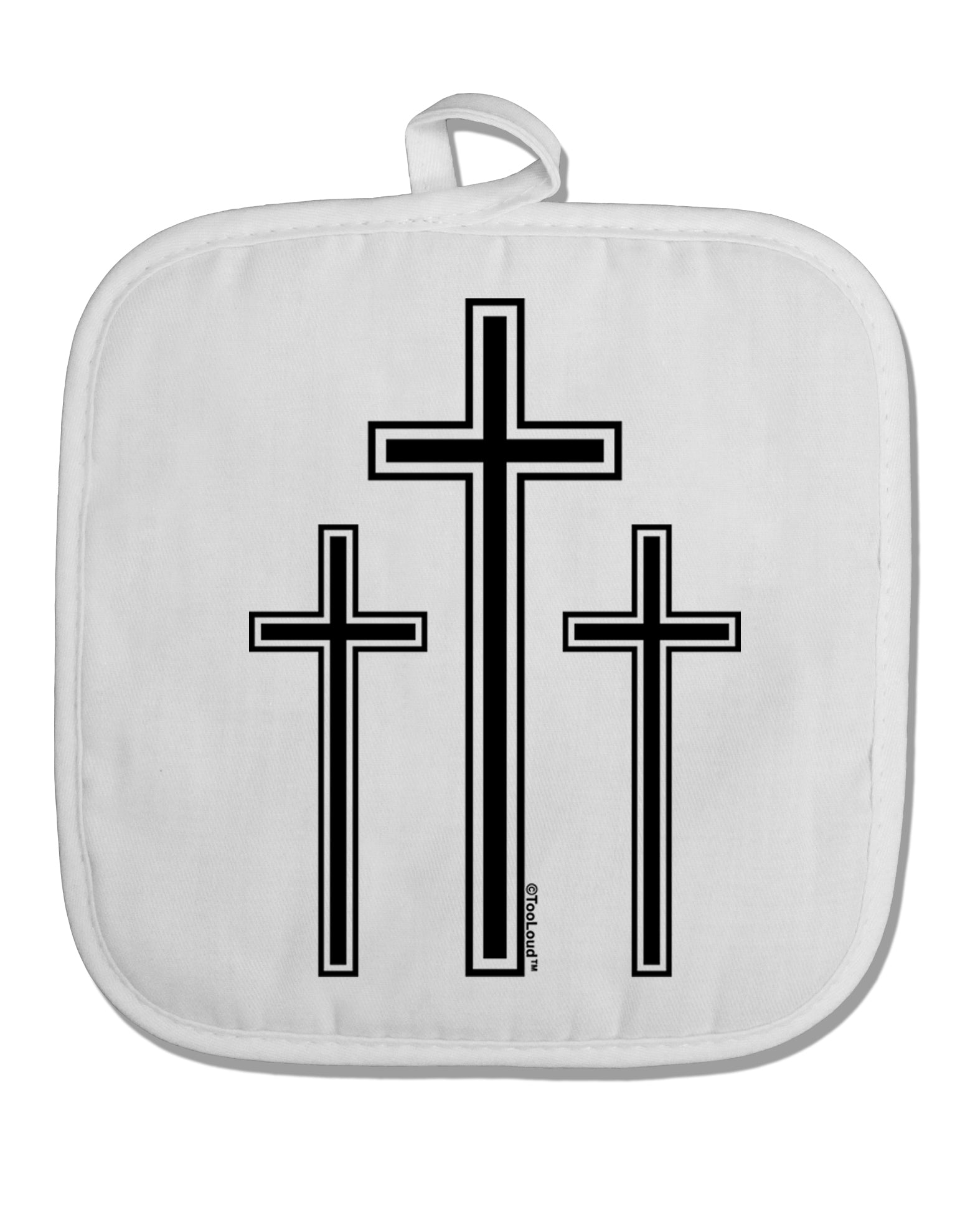 Three Cross Design - Easter White Fabric Pot Holder Hot Pad by TooLoud-Pot Holder-TooLoud-White-Davson Sales