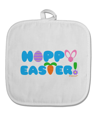 Cute Decorative Hoppy Easter Design White Fabric Pot Holder Hot Pad by TooLoud-Pot Holder-TooLoud-White-Davson Sales