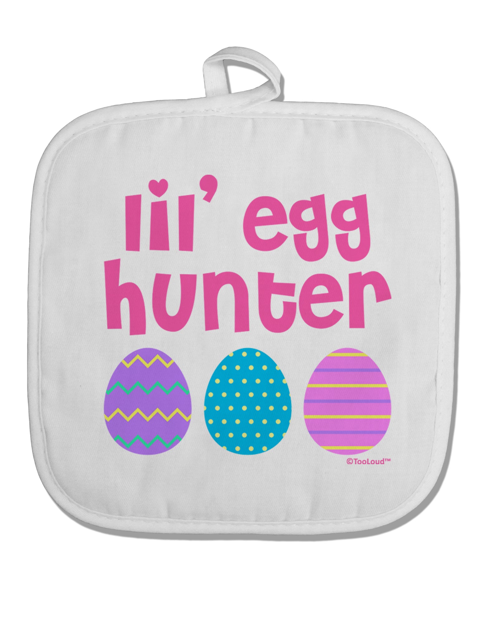 Lil' Egg Hunter - Easter - Pink White Fabric Pot Holder Hot Pad by TooLoud-Pot Holder-TooLoud-White-Davson Sales