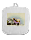 Bighorn Ram WatercolorText White Fabric Pot Holder Hot Pad-Pot Holder-TooLoud-White-Davson Sales