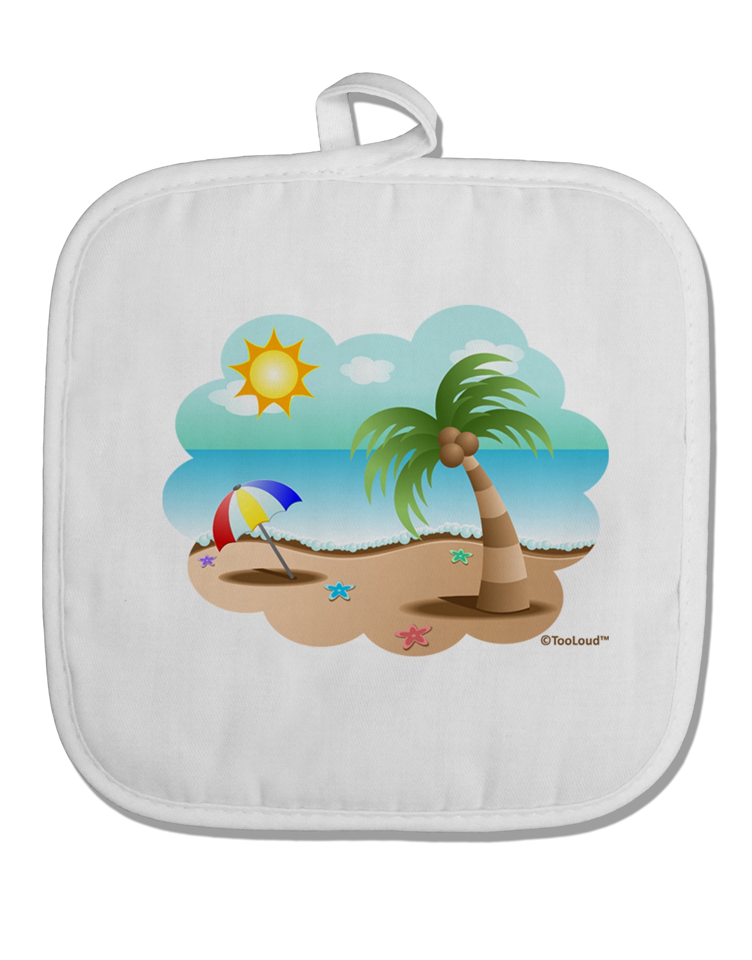 Fun Summer Beach Scene White Fabric Pot Holder Hot Pad by TooLoud-Pot Holder-TooLoud-White-Davson Sales