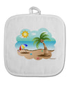 Fun Summer Beach Scene White Fabric Pot Holder Hot Pad by TooLoud-Pot Holder-TooLoud-White-Davson Sales