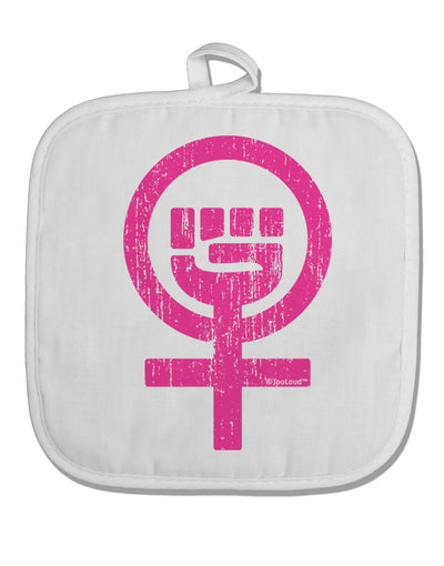 Pink Distressed Feminism Symbol White Fabric Pot Holder Hot Pad-Pot Holder-TooLoud-White-Davson Sales