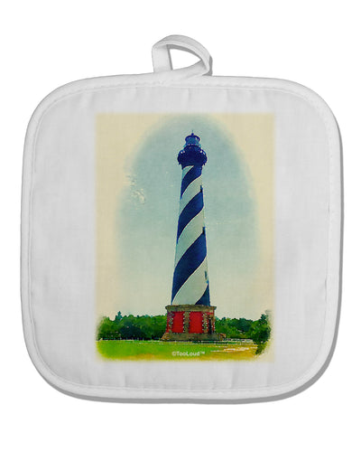 TooLoud Watercolor Lighthouse 1 White Fabric Pot Holder Hot Pad-Pot Holder-TooLoud-White-Davson Sales