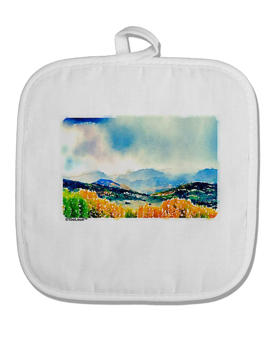 Colorado Mountain Scene White Fabric Pot Holder Hot Pad-Pot Holder-TooLoud-White-Davson Sales