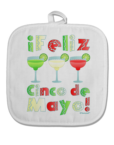 Margaritas - Mexican Flag Colors - Feliz Cinco de Mayo White Fabric Pot Holder Hot Pad by TooLoud-Pot Holder-TooLoud-White-Davson Sales