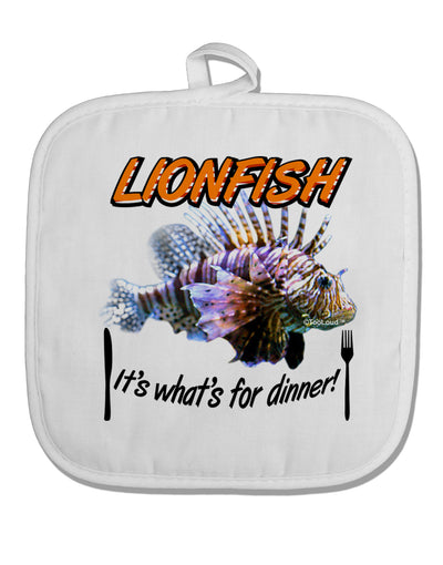 Lionfish - It's What's For Dinner White Fabric Pot Holder Hot Pad-Pot Holder-TooLoud-White-Davson Sales