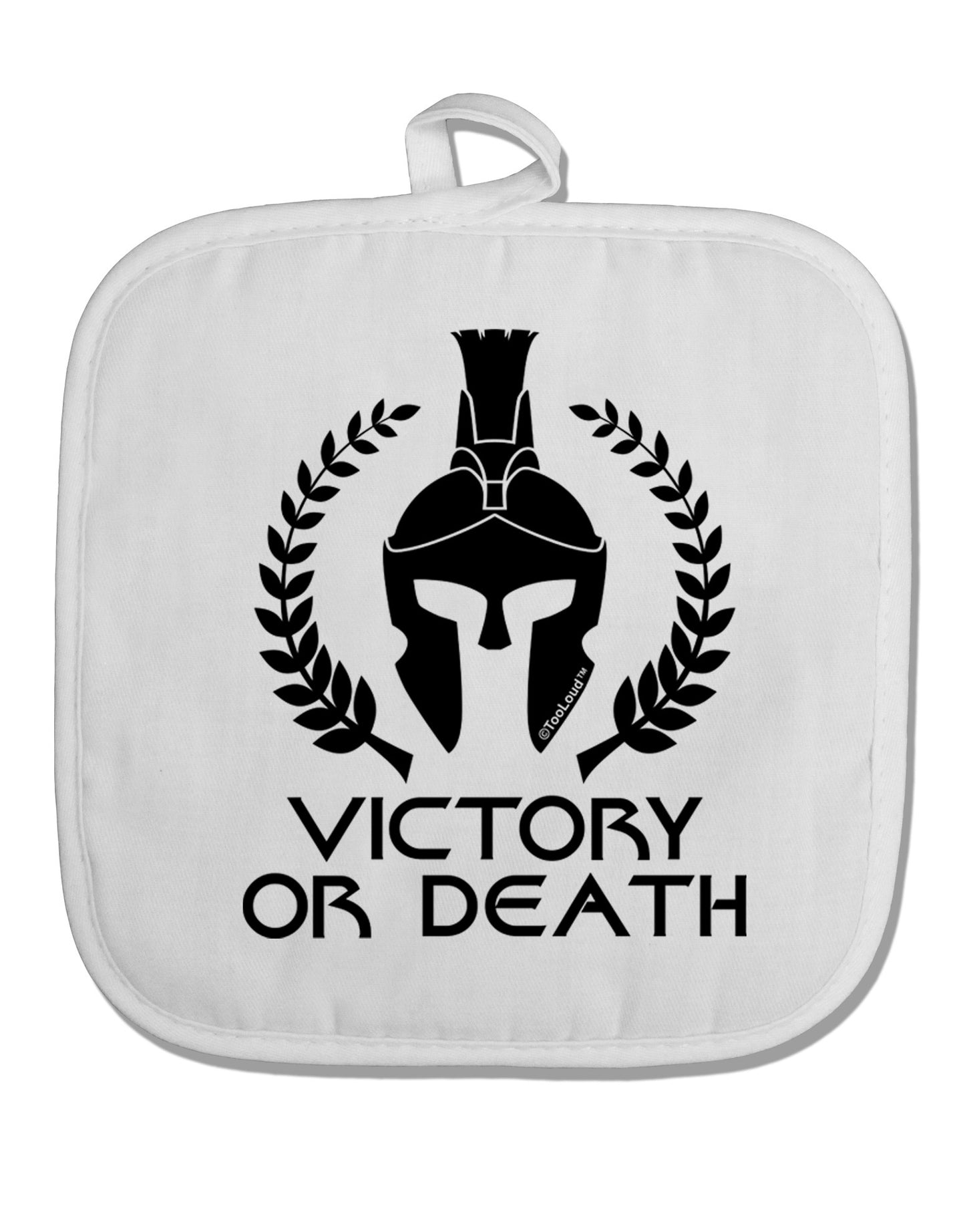 Spartan Victory Or Death White Fabric Pot Holder Hot Pad-Pot Holder-TooLoud-White-Davson Sales