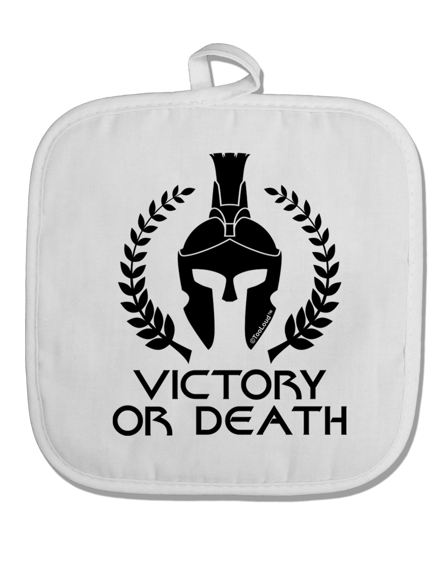 Spartan Victory Or Death White Fabric Pot Holder Hot Pad-Pot Holder-TooLoud-White-Davson Sales