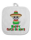 Happy Cinco de Mayo Cat White Fabric Pot Holder Hot Pad by TooLoud-Pot Holder-TooLoud-White-Davson Sales