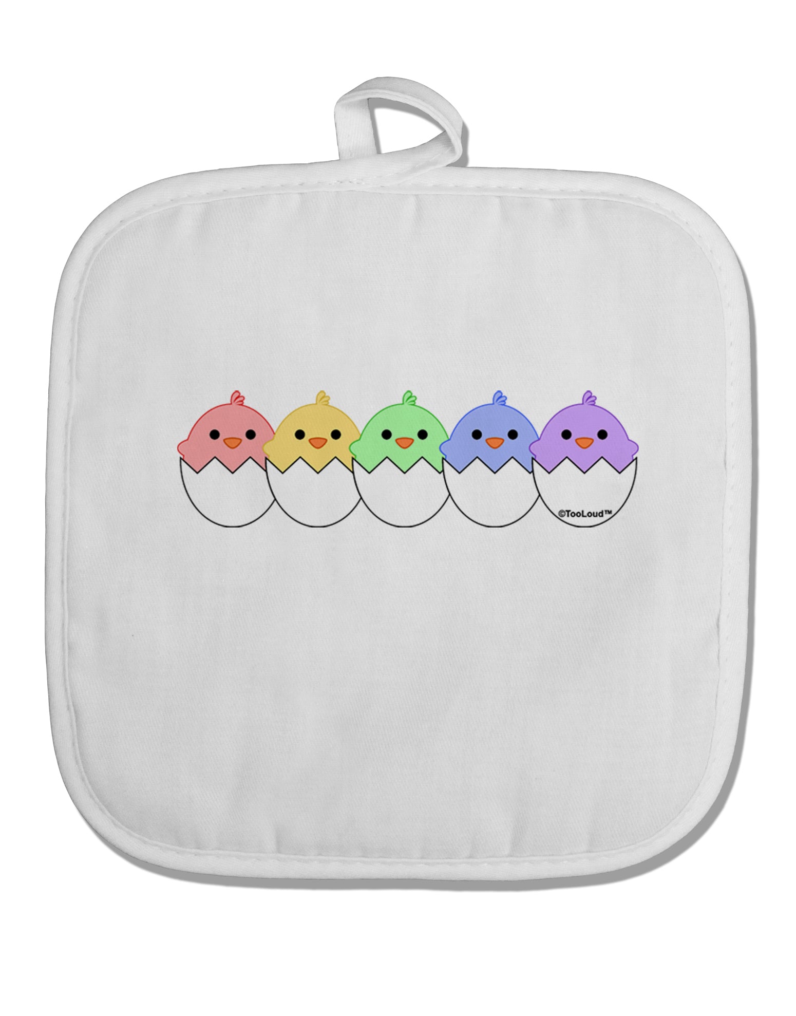Cute Hatching Chicks Group #2 White Fabric Pot Holder Hot Pad by TooLoud-Pot Holder-TooLoud-White-Davson Sales
