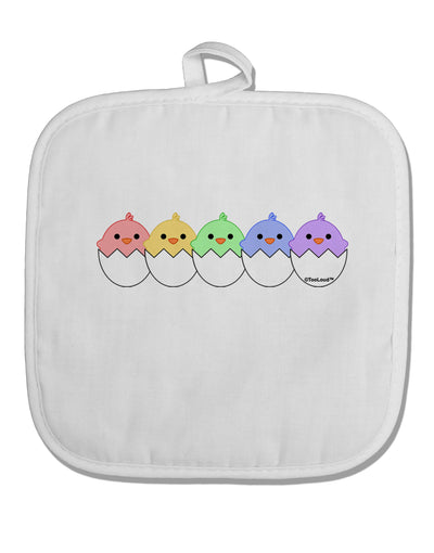 Cute Hatching Chicks Group #2 White Fabric Pot Holder Hot Pad by TooLoud-Pot Holder-TooLoud-White-Davson Sales