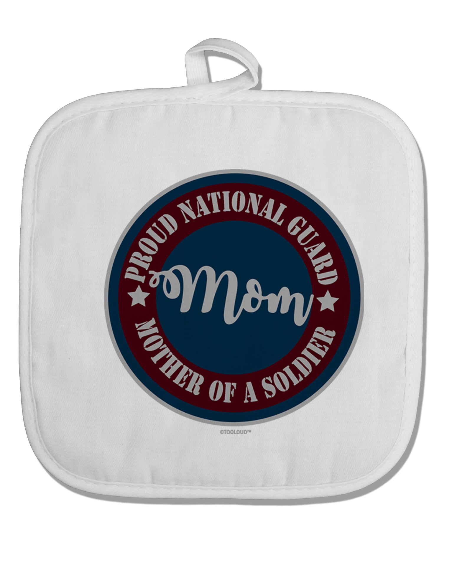 TooLoud Proud National Guard Mom White Fabric Pot Holder Hot Pad-PotHolders-TooLoud-Davson Sales