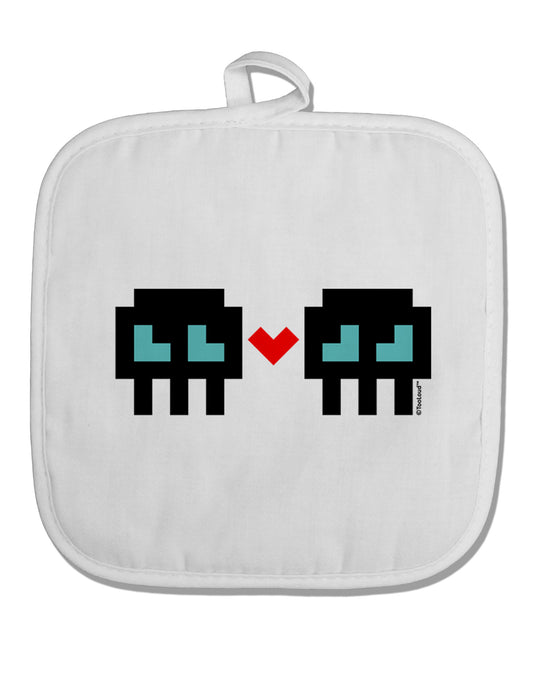 8-Bit Skull Love - Boy and Boy White Fabric Pot Holder Hot Pad-Pot Holder-TooLoud-White-Davson Sales