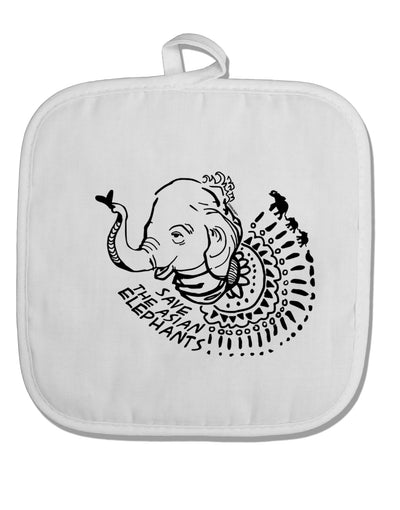 TooLoud Save the Asian Elephants White Fabric Pot Holder Hot Pad-PotHolders-TooLoud-Davson Sales