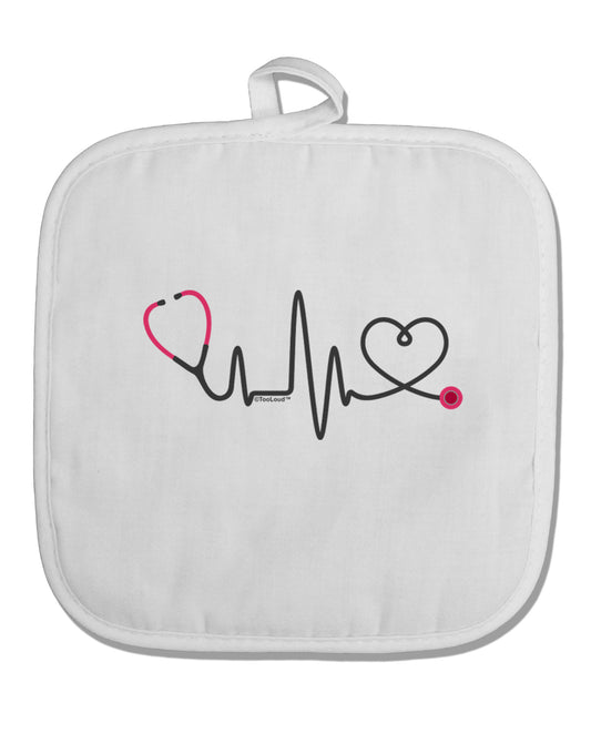 Stethoscope Heartbeat White Fabric Pot Holder Hot Pad-Pot Holder-TooLoud-White-Davson Sales