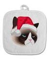 Santa Hat Disgruntled Siamese Cat White Fabric Pot Holder Hot Pad by TooLoud-Pot Holder-TooLoud-White-Davson Sales