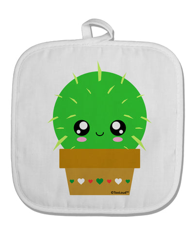 Cute Cactus Design White Fabric Pot Holder Hot Pad by TooLoud-Pot Holder-TooLoud-White-Davson Sales