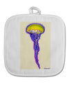 Jellyfish Outlined in Purple Watercolor White Fabric Pot Holder Hot Pad-Pot Holder-TooLoud-White-Davson Sales