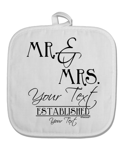 Personalized Mr and Mrs -Name- Established -Date- Design White Fabric Pot Holder Hot Pad-Pot Holder-TooLoud-White-Davson Sales