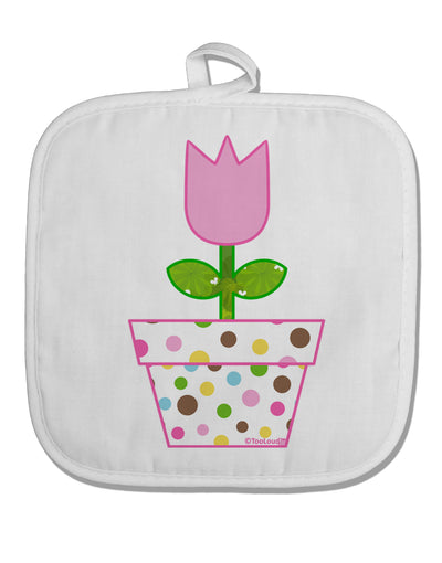 Easter Tulip Design - Pink White Fabric Pot Holder Hot Pad by TooLoud-Pot Holder-TooLoud-White-Davson Sales