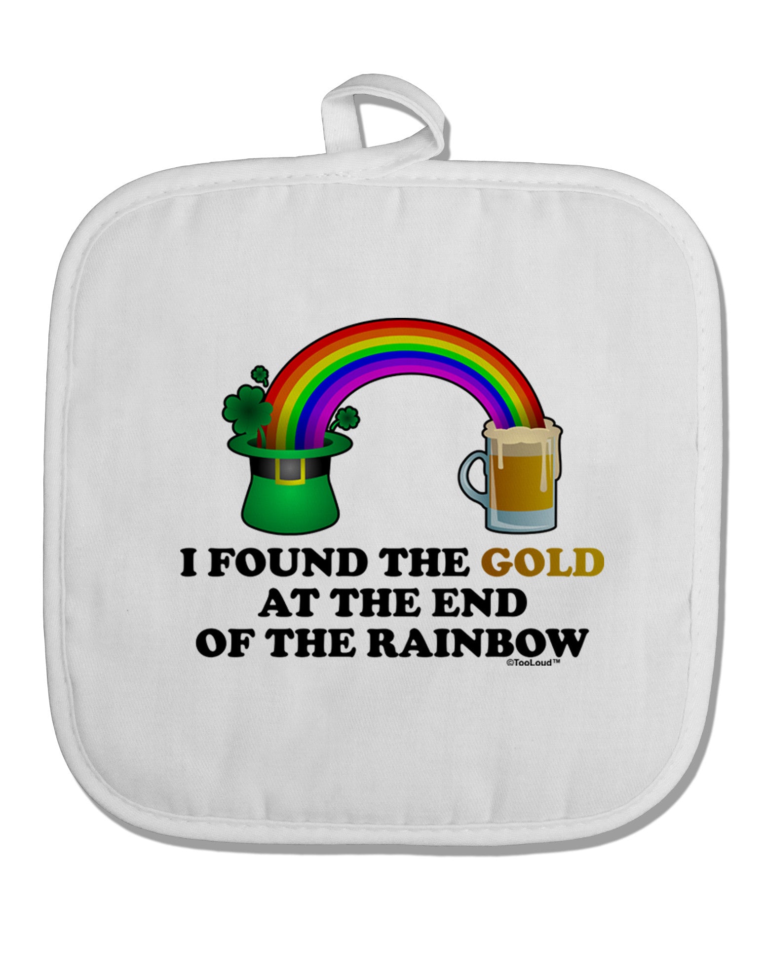 End Of The Rainbow Text White Fabric Pot Holder Hot Pad-Pot Holder-TooLoud-White-Davson Sales