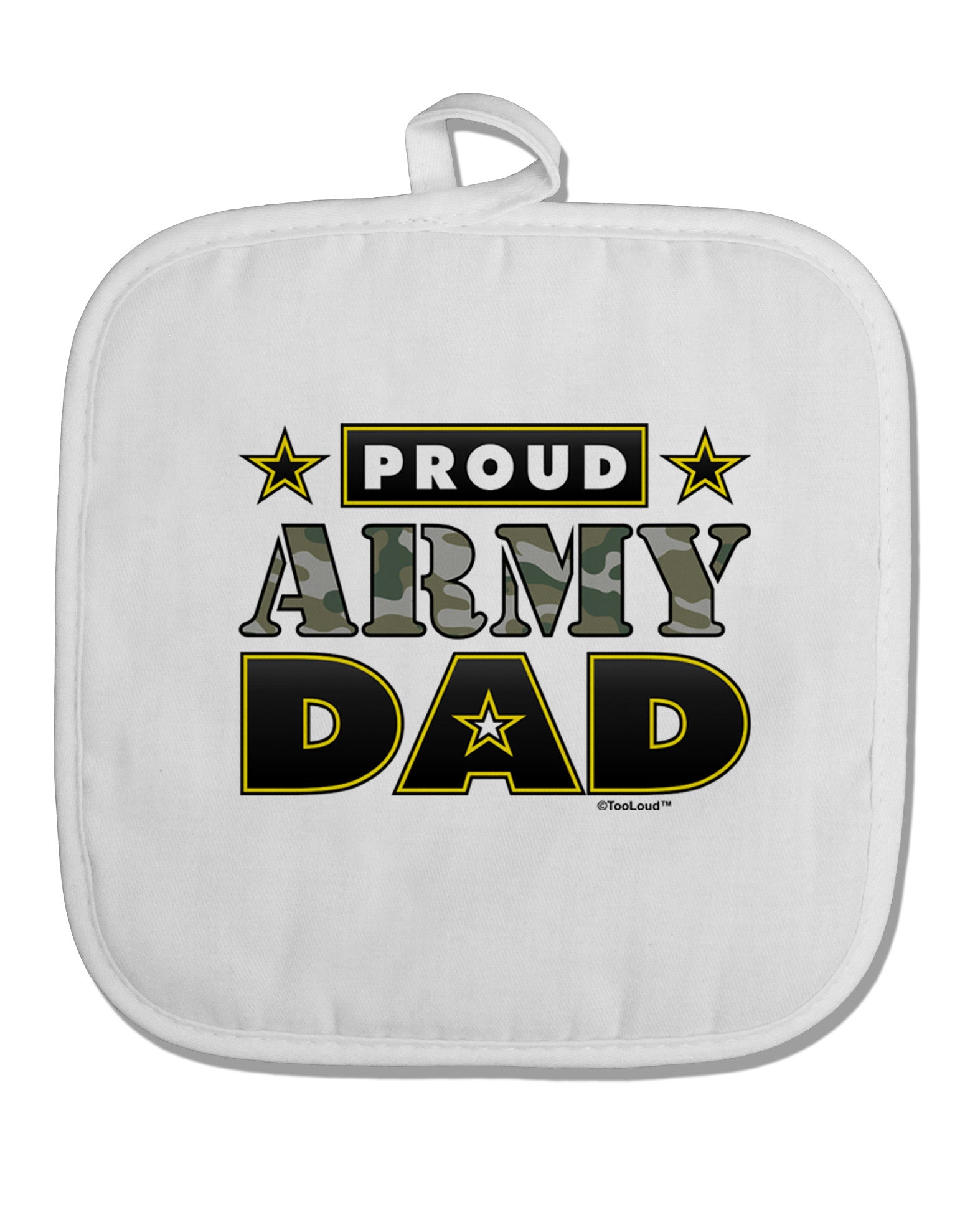 Proud Army Dad White Fabric Pot Holder Hot Pad-Pot Holder-TooLoud-White-Davson Sales