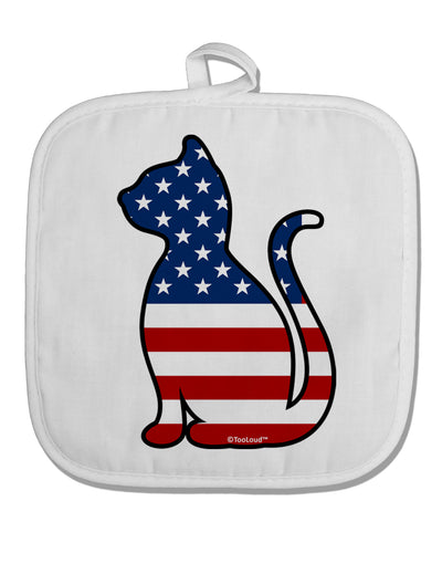 Patriotic Cat Design White Fabric Pot Holder Hot Pad by TooLoud-Pot Holder-TooLoud-White-Davson Sales