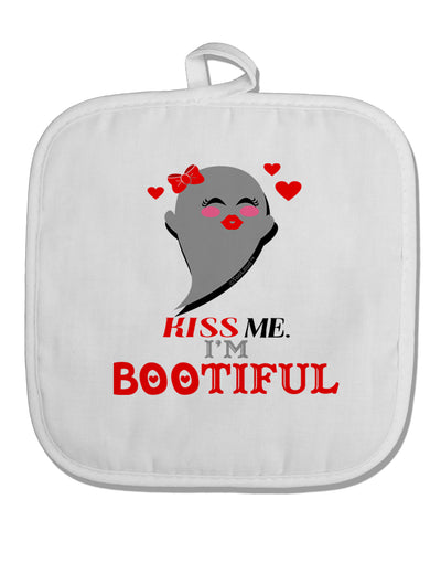 Kiss Me BOOtiful Ghost Red White Fabric Pot Holder Hot Pad-Pot Holder-TooLoud-White-Davson Sales