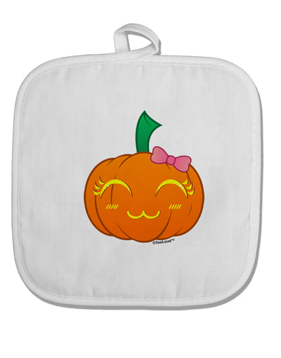 Kyu-T Face Pumpkin White Fabric Pot Holder Hot Pad by TooLoud-Pot Holder-TooLoud-White-Davson Sales