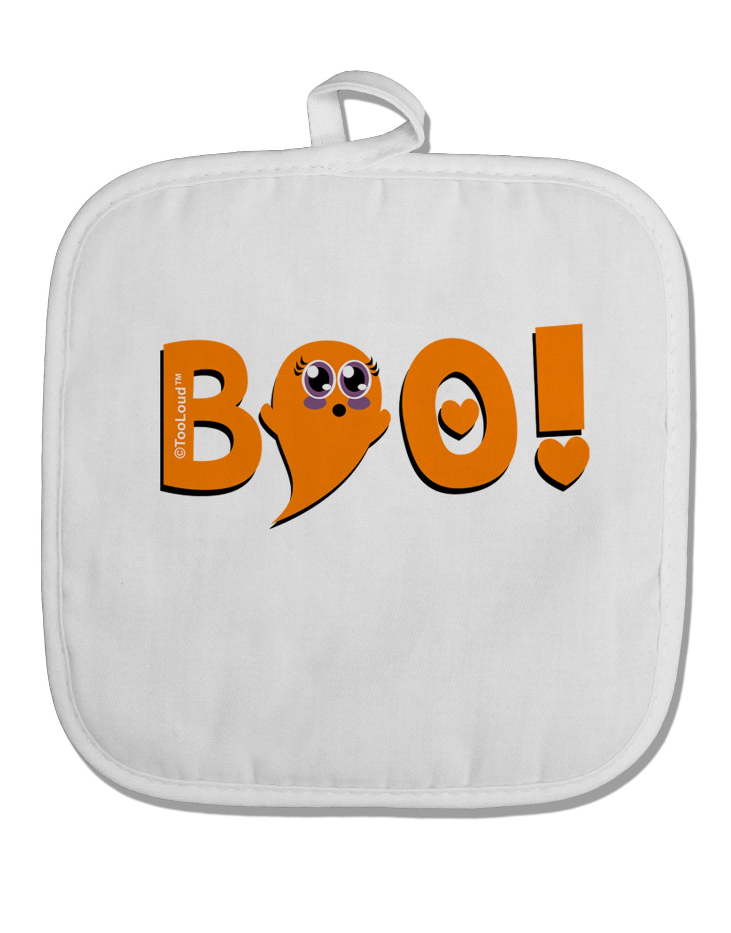 Cute Boo Text Orange White Fabric Pot Holder Hot Pad-Pot Holder-TooLoud-White-Davson Sales