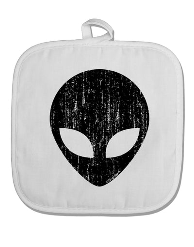 Extraterrestrial Face - Alien Distressed White Fabric Pot Holder Hot Pad by TooLoud-Pot Holder-TooLoud-White-Davson Sales