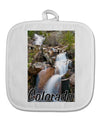 Colorado Waterfall Scene Text White Fabric Pot Holder Hot Pad-Pot Holder-TooLoud-White-Davson Sales