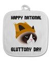 Gluttony Day Disgruntled Cat White Fabric Pot Holder Hot Pad by TooLoud-Pot Holder-TooLoud-White-Davson Sales