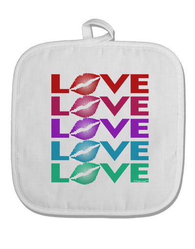 Colorful Love Kisses White Fabric Pot Holder Hot Pad-Pot Holder-TooLoud-White-Davson Sales