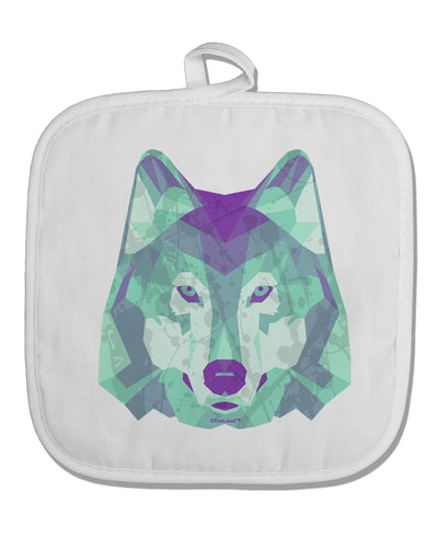 Geometric Wolf Head White Fabric Pot Holder Hot Pad by TooLoud-Pot Holder-TooLoud-White-Davson Sales