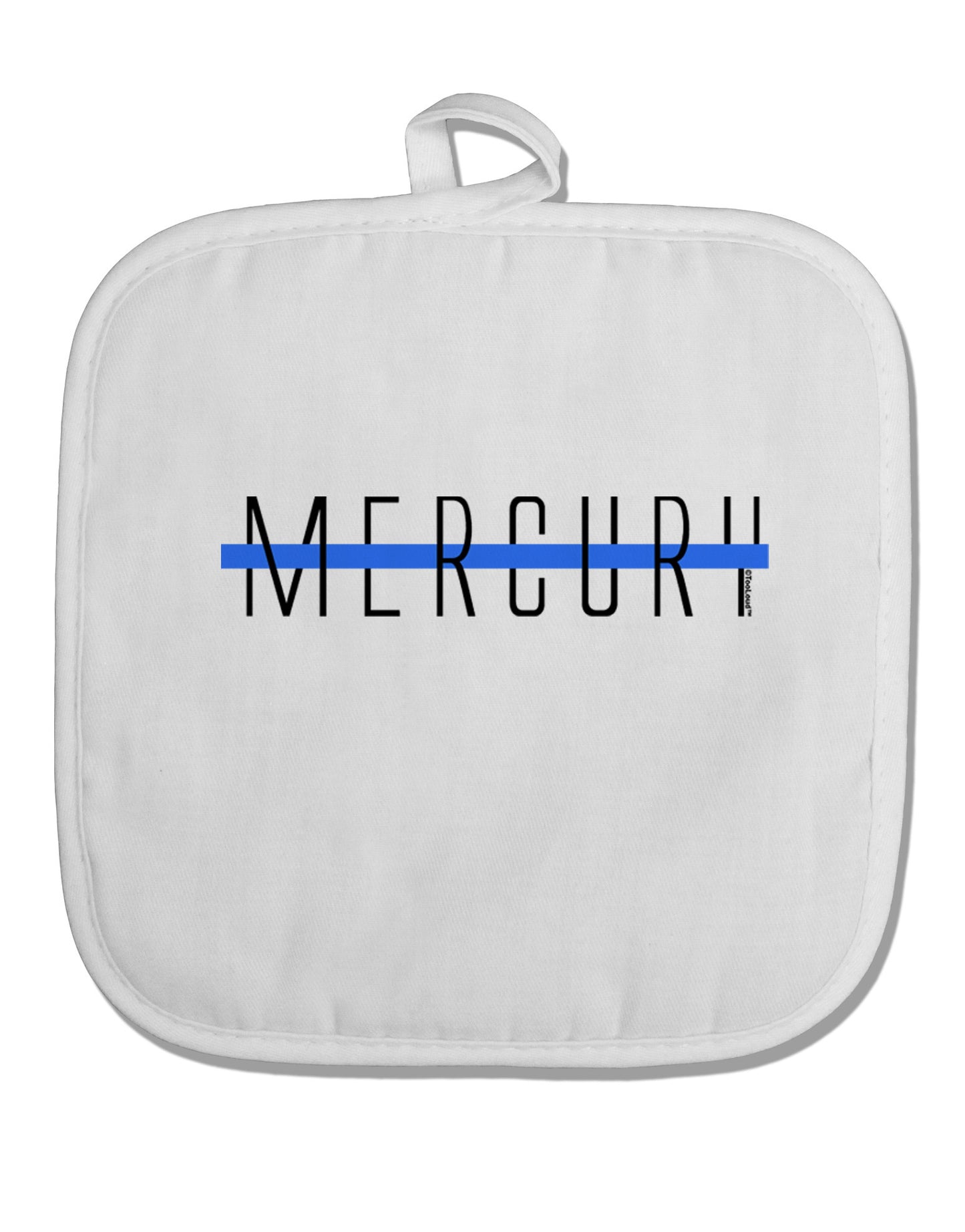 Planet Mercury Text Only White Fabric Pot Holder Hot Pad by TooLoud-Pot Holder-TooLoud-White-Davson Sales