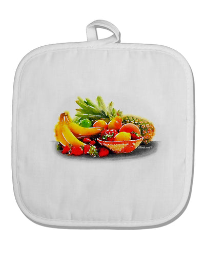 TooLoud Watercolor Fruit Bowl 1 White Fabric Pot Holder Hot Pad-Pot Holder-TooLoud-White-Davson Sales