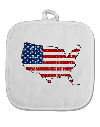 United States Cutout - American Flag Distressed White Fabric Pot Holder Hot Pad by TooLoud-Pot Holder-TooLoud-White-Davson Sales