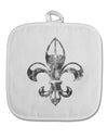 Distressed Fleur de Lis White Fabric Pot Holder Hot Pad-Pot Holder-TooLoud-White-Davson Sales