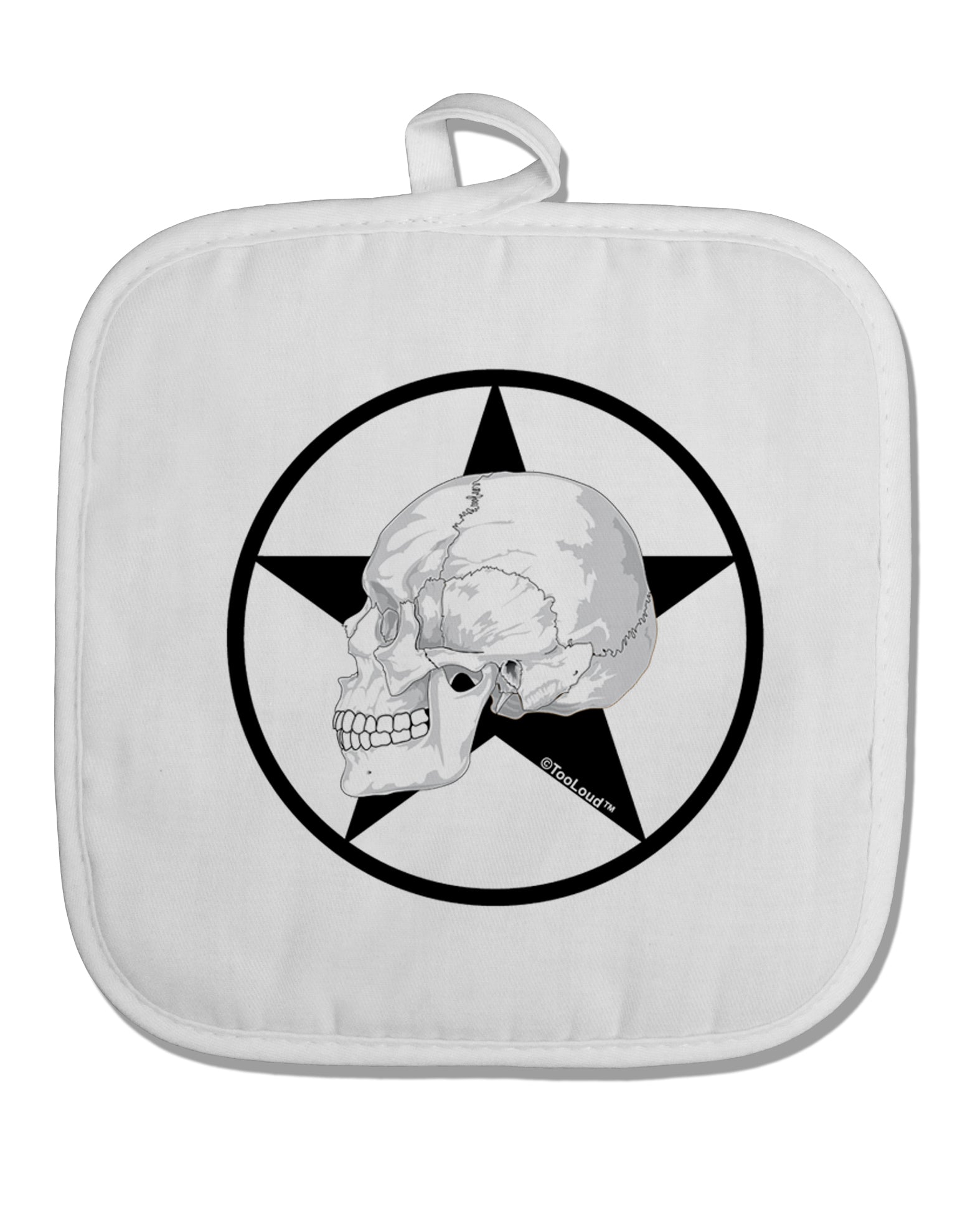 White Skull With Star White Fabric Pot Holder Hot Pad by TooLoud-Pot Holder-TooLoud-White-Davson Sales