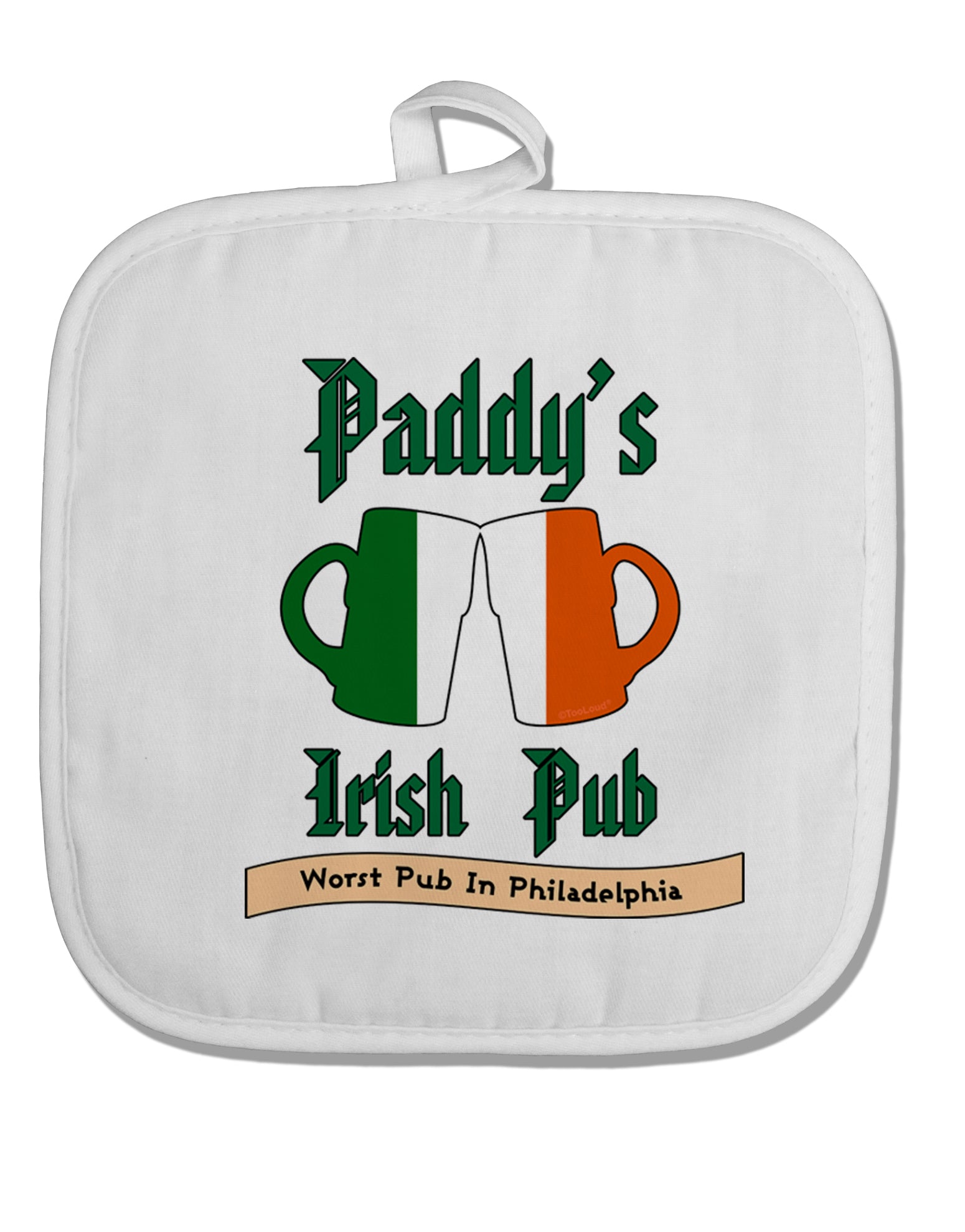 Paddy's Irish Pub White Fabric Pot Holder Hot Pad by TooLoud-Pot Holder-TooLoud-White-Davson Sales