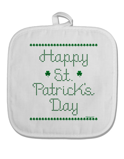 Happy St Patricks Day Clovers White Fabric Pot Holder Hot Pad-Pot Holder-TooLoud-White-Davson Sales