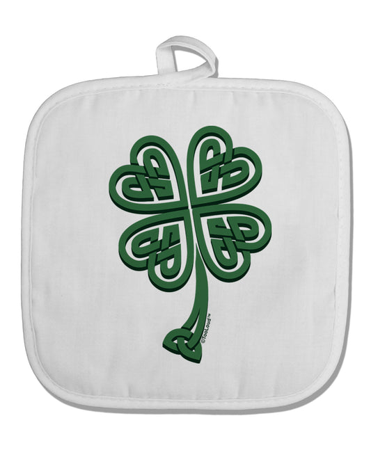3D Style Celtic Knot 4 Leaf Clover White Fabric Pot Holder Hot Pad-Pot Holder-TooLoud-White-Davson Sales