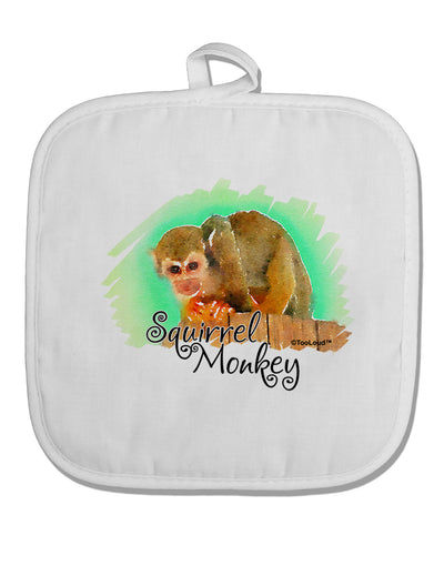 Squirrel Monkey Watercolor Text White Fabric Pot Holder Hot Pad-Pot Holder-TooLoud-White-Davson Sales