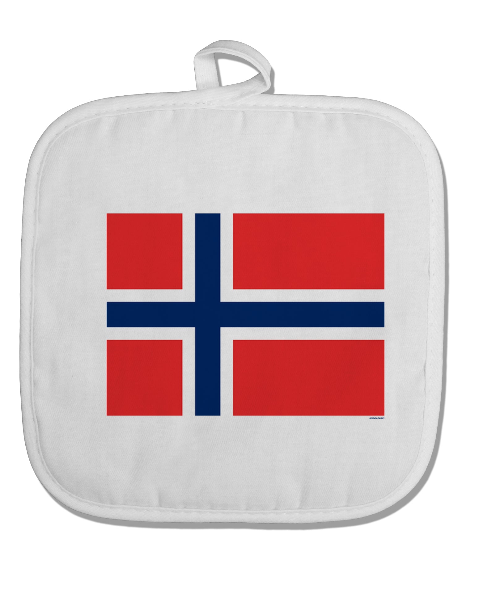 TooLoud Norwegian Flag White Fabric Pot Holder Hot Pad-PotHolders-TooLoud-Davson Sales