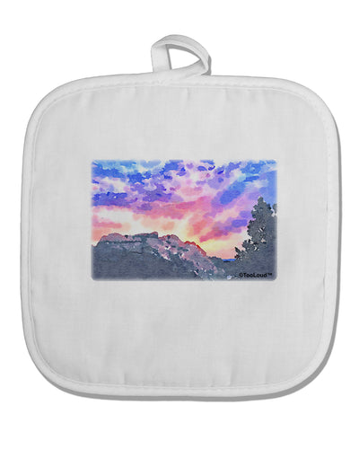 Colorado Rainbow Sunset Watercolor White Fabric Pot Holder Hot Pad-Pot Holder-TooLoud-White-Davson Sales