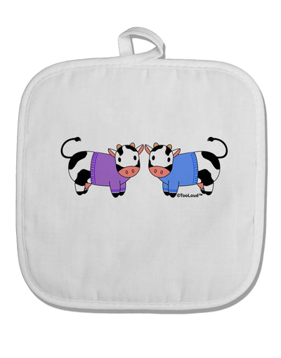 Cute Pair of Sweater Cows White Fabric Pot Holder Hot Pad-Pot Holder-TooLoud-White-Davson Sales